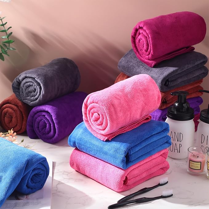 55" x 28" Microfiber Bath Towel (Assorted Color, Set of 18)