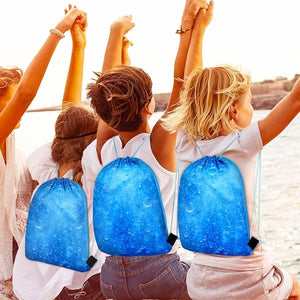 Drawstring Backpack Bag (24 Pcs, Sea Blue Theme)