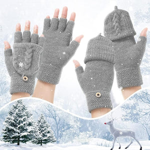 Fingerless Flip-Top Knit Gloves (black/gray/navy, Pairs of 3)
