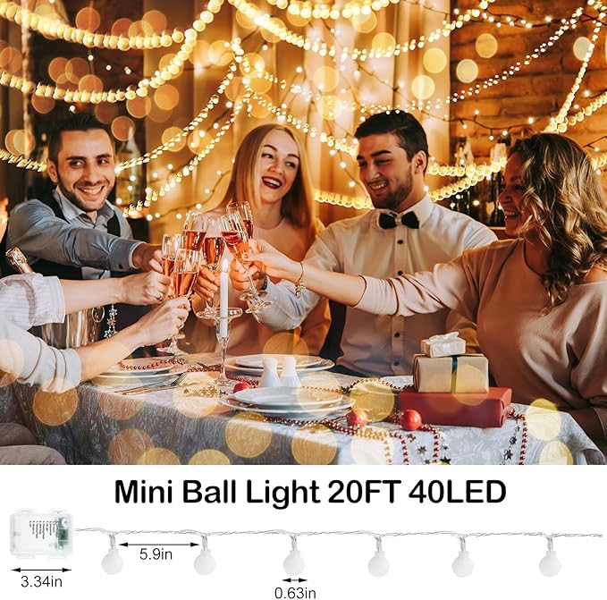 20 Ft 40 LED Globe String Light (Set of 6)
