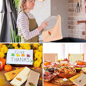 Fall Thanksgiving Embroidered Hand Towel (Set of 12)