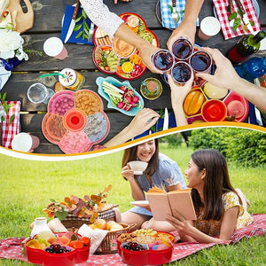 10" Flower Shaped Snack Tray with Lid, Plastic Container (Set of 2)