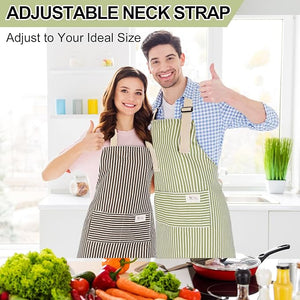 Adjustable Bib Stripe Linen Apron (Assorted Color, Set of 50)