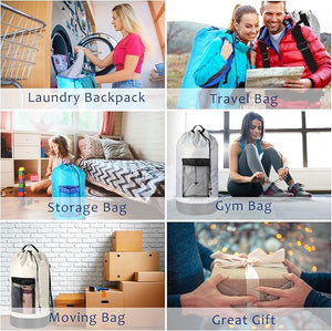 Large Laundry Backpack Bag (Assorted Color, Set of 3)