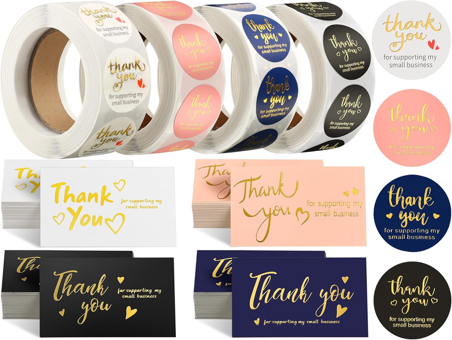 "Thank You for Supporting My Small Business" Stickers & Cards Set (2200 Pcs)