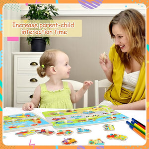 11.8" x 8.8" Vehicle Peg Wooden Puzzle (Set of 5)