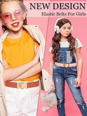 Adjustable Elastic Belts for Girls (Assorted Color, Set of 3)