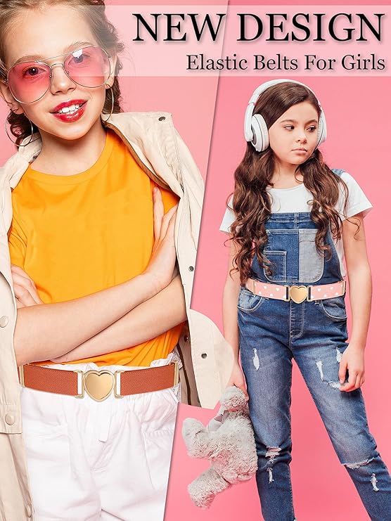 Adjustable Elastic Belts for Girls (Assorted Color, Set of 3)