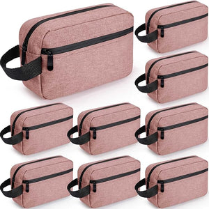 9 Pcs Pink Travel Toiletry Bag, Makeup Organizer with Handle
