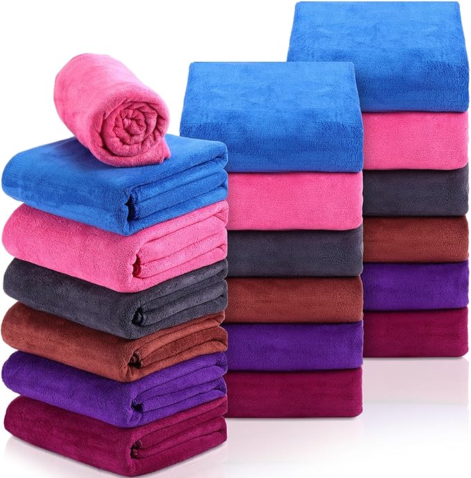 55" x 28" Microfiber Bath Towel (Assorted Color, Set of 18)
