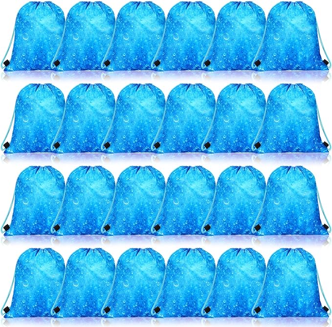 Drawstring Backpack Bag (24 Pcs, Sea Blue Theme)