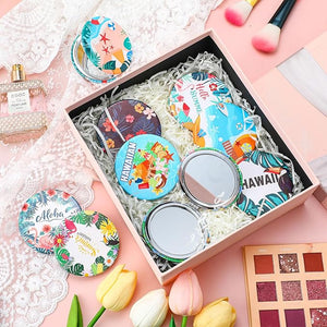 9 Pcs Tropical Compact Mirror (Double-Sided with 1X & 2X Magnification)