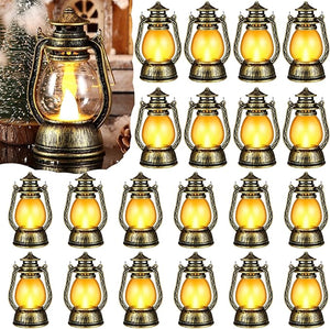 Rustic LED Hanging Lantern (Bronze, Set of 20)