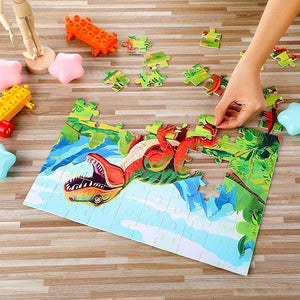 13.8" x 9.8" Wooden Dinosaur Jigsaw Puzzle (8 Set, 560 Pcs)