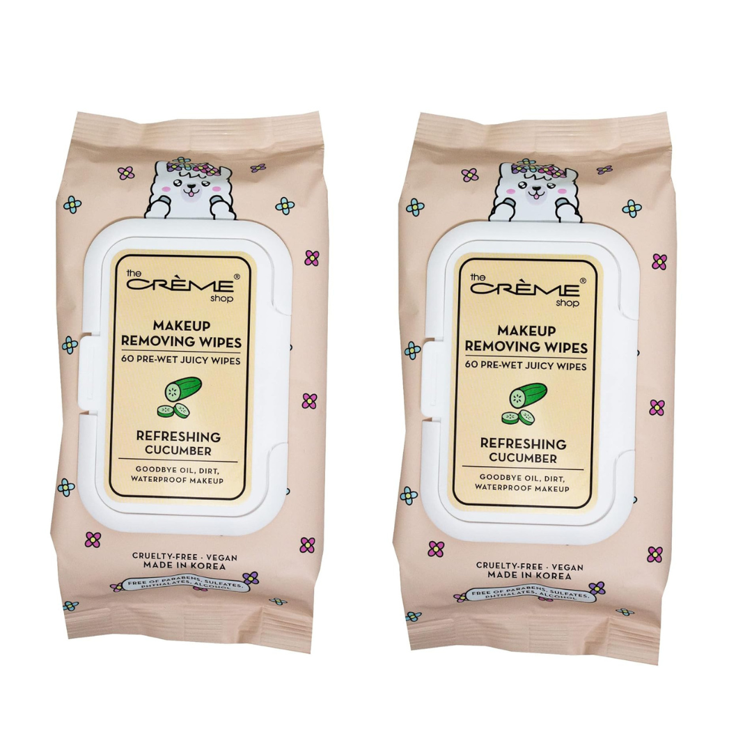 The Crème Shop 60 ct Makeup Remover Wipes -2 Pack (Cucumber)
