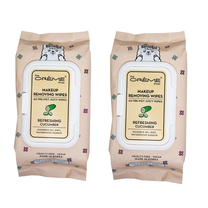The Crème Shop 60 ct Makeup Remover Wipes -2 Pack (Cucumber)