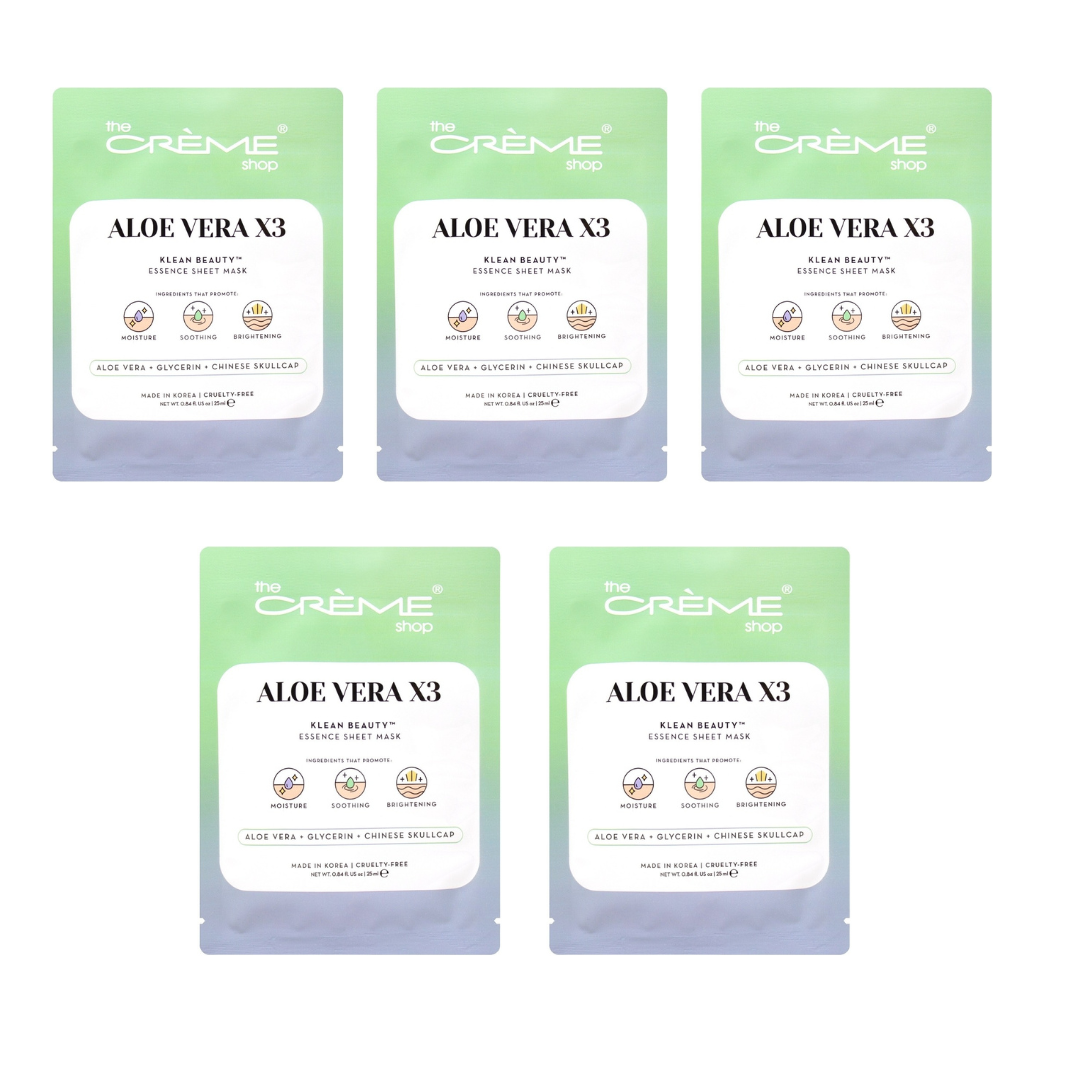 The Crème Shop Klean Beauty™ Sheet Mask - 5 Pack (ALOE VERA X3)