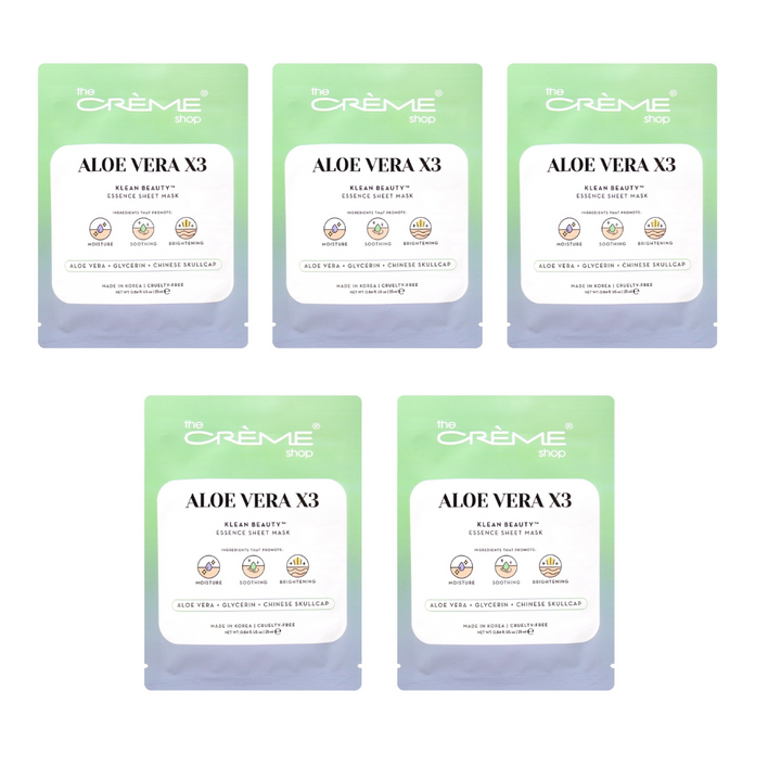 The Crème Shop Klean Beauty™ Sheet Mask - 5 Pack (ALOE VERA X3)