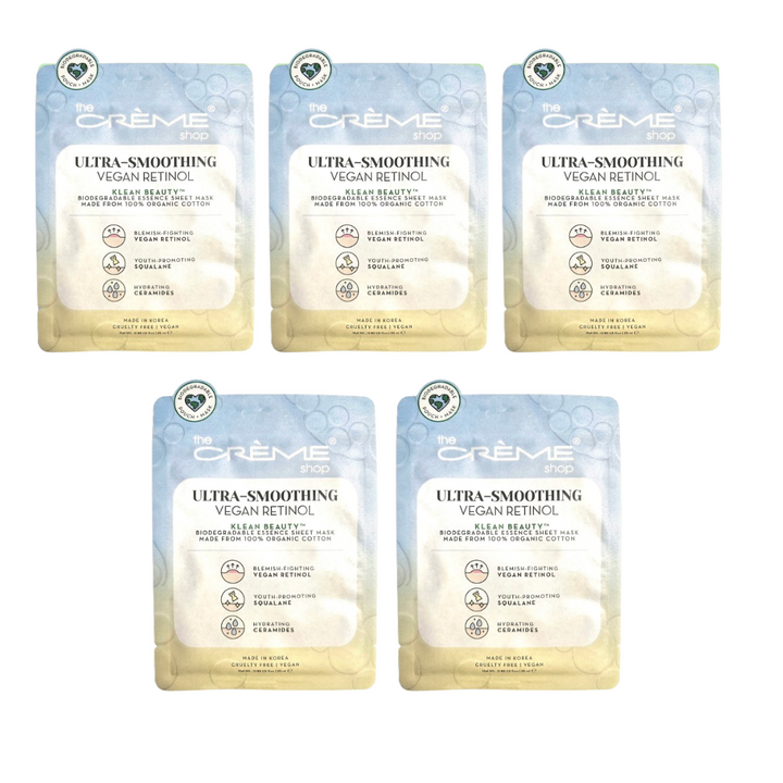 The Crème Shop Klean Beauty™ Sheet Mask - 5 Pack (VEGAN RETINOL)