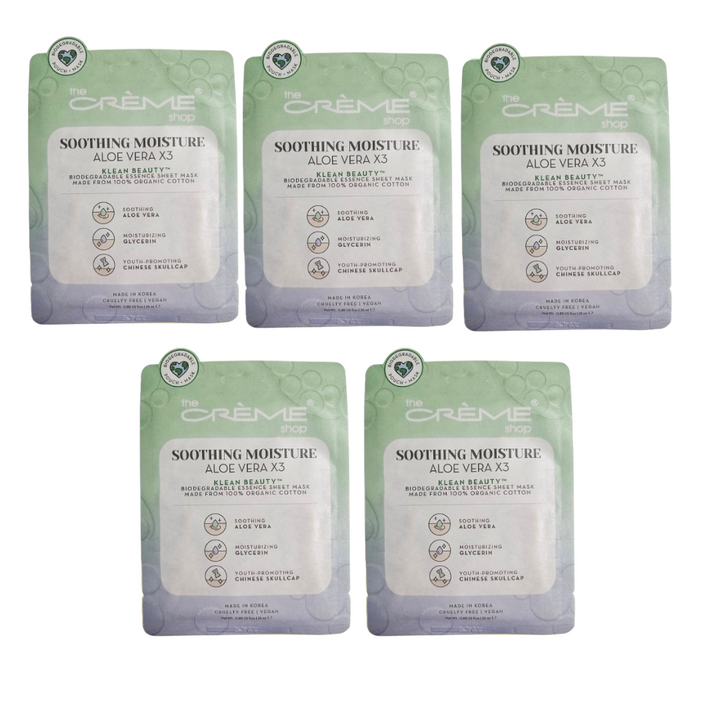 The Crème Shop Klean Beauty™ Sheet Mask - 5 Pack (ALOE VERA X3)