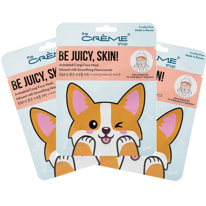 The Crème Shop Animated Face Sheet Mask - Set of 3 (Corgi: Niacinamide)