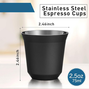 75mL (2.5 oz) Stainless Steel Espresso Cup Set (Black)