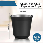 75mL (2.5 oz) Stainless Steel Espresso Cup Set (Black)