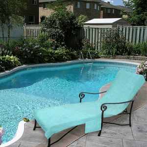 Pool Side Lounge Chair Chaise 100% Cotton Cover with Side Pocket (Various Colors)