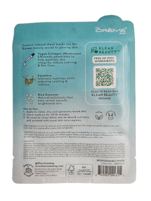 The Crème Shop Klean Beauty™ Sheet Mask - 5 Pack (VEGAN COLLAGEN)