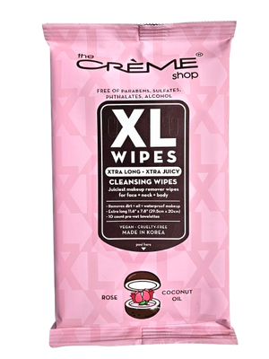 The Crème Shop 10 ct XL Makeup Remover Wipes -3 Pack (Rose & Coconut Oil)
