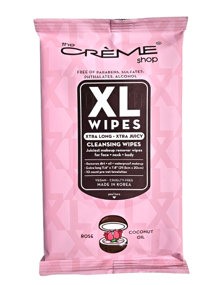 The Crème Shop 10 ct XL Makeup Remover Wipes -3 Pack (Rose & Coconut Oil)