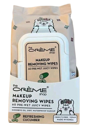 The Crème Shop 60 ct Makeup Remover Wipes -2 Pack (Cucumber)