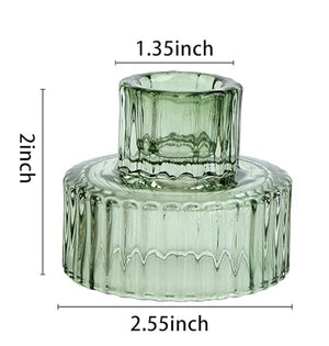 Green Glass Double Ended Candleholder (Set of 12)