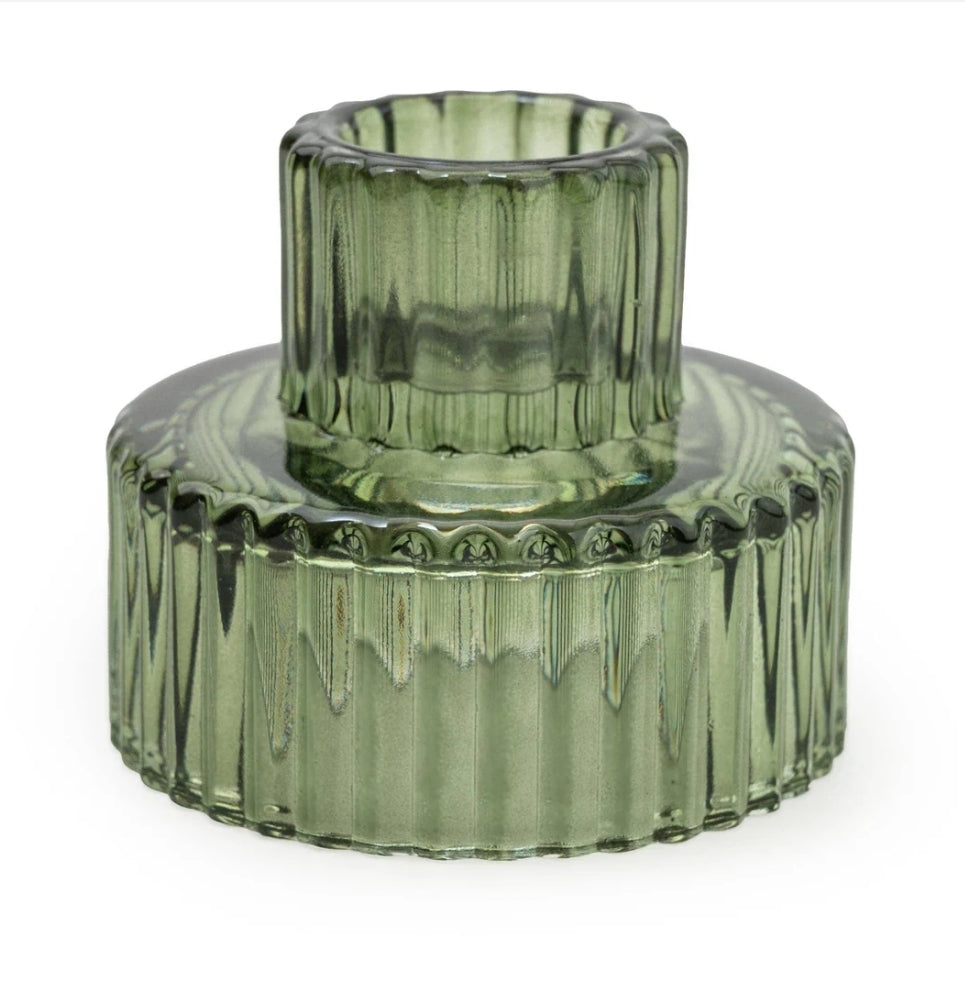 Green Glass Double Ended Candleholder (Set of 12)