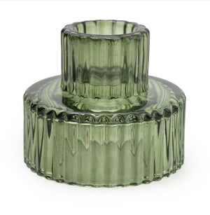 Green Glass Double Ended Candleholder (Set of 12)