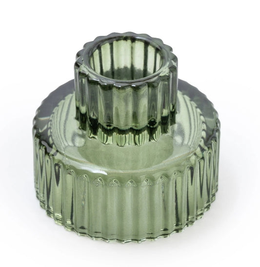 Green Glass Double Ended Candleholder (Set of 12)
