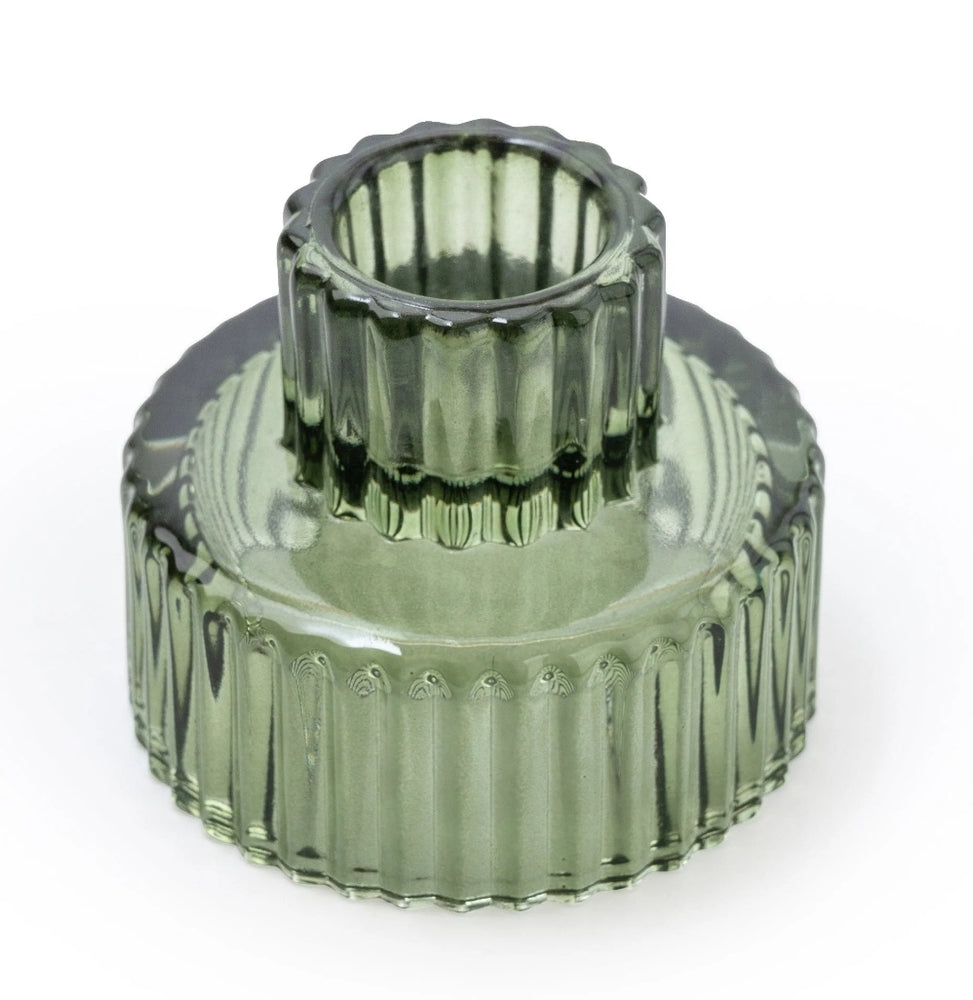 Green Glass Double Ended Candleholder (Set of 12)