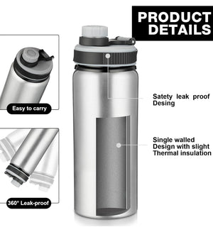 17 oz Aluminum Water Bottle with Snap Lid  (Set of 10)