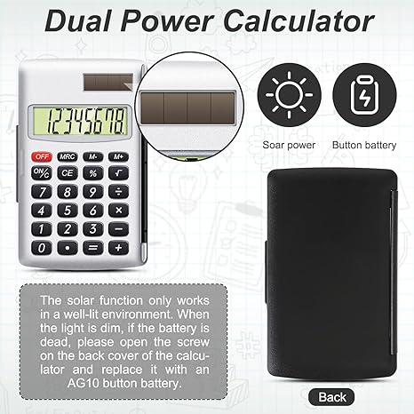 Compact  Flip-Cover Dual Power Calculator (Set of 24)