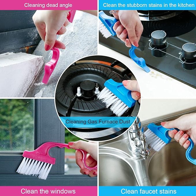 7.5" Window Track & Gap Cleaning Brush (Assorted Color, Set of 6)