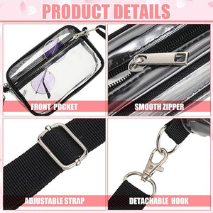 4 Pcs Stadium Approved Clear Crossbody Bag with Front Pocket