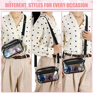 4 Pcs Stadium Approved Clear Crossbody Bag with Front Pocket