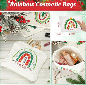 Christmas Themed Canvas Zipper Pouch, Makeup Bag (Set of 24)