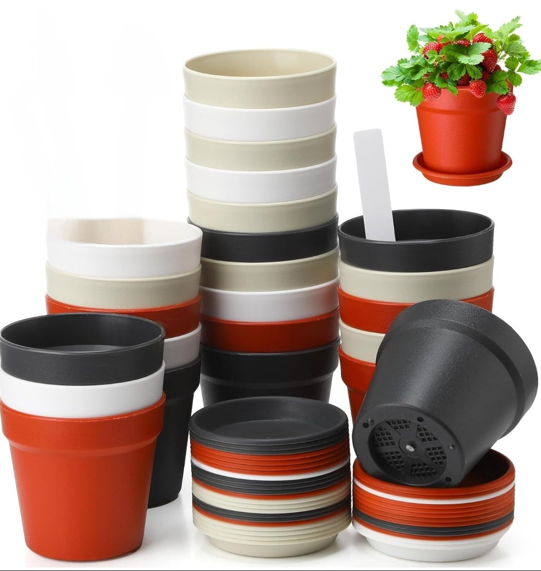 4" Plastic Plant Pot Set (Assorted Color, Set of 100)