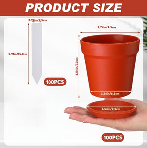 4" Plastic Plant Pot Set (Assorted Color, Set of 100)