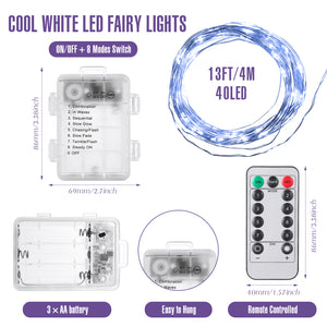 13 Feet 40 LED Cool White Fairy String Light (Set of 24)