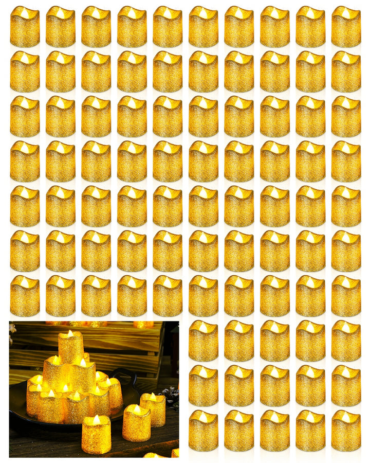 LED Gold Glitter Tealight Candle (Set of 120)
