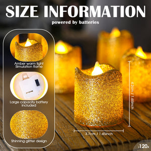 LED Gold Glitter Tealight Candle (Set of 120)