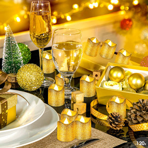 LED Gold Glitter Tealight Candle (Set of 120)