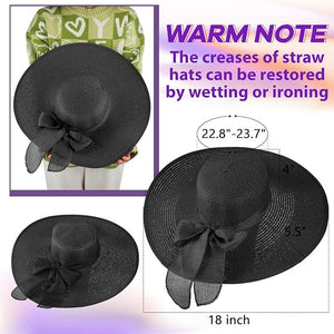 Women's Wide Brim Straw Sun Hat (Set of 12)